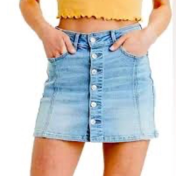 American Eagle | Size 00 | Light Wash Button-Front Denim Skirt - Picture 1 of 10